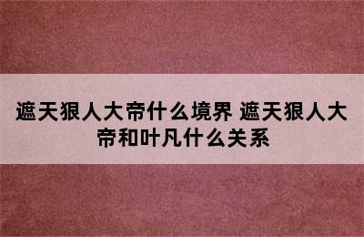 遮天狠人大帝什么境界 遮天狠人大帝和叶凡什么关系